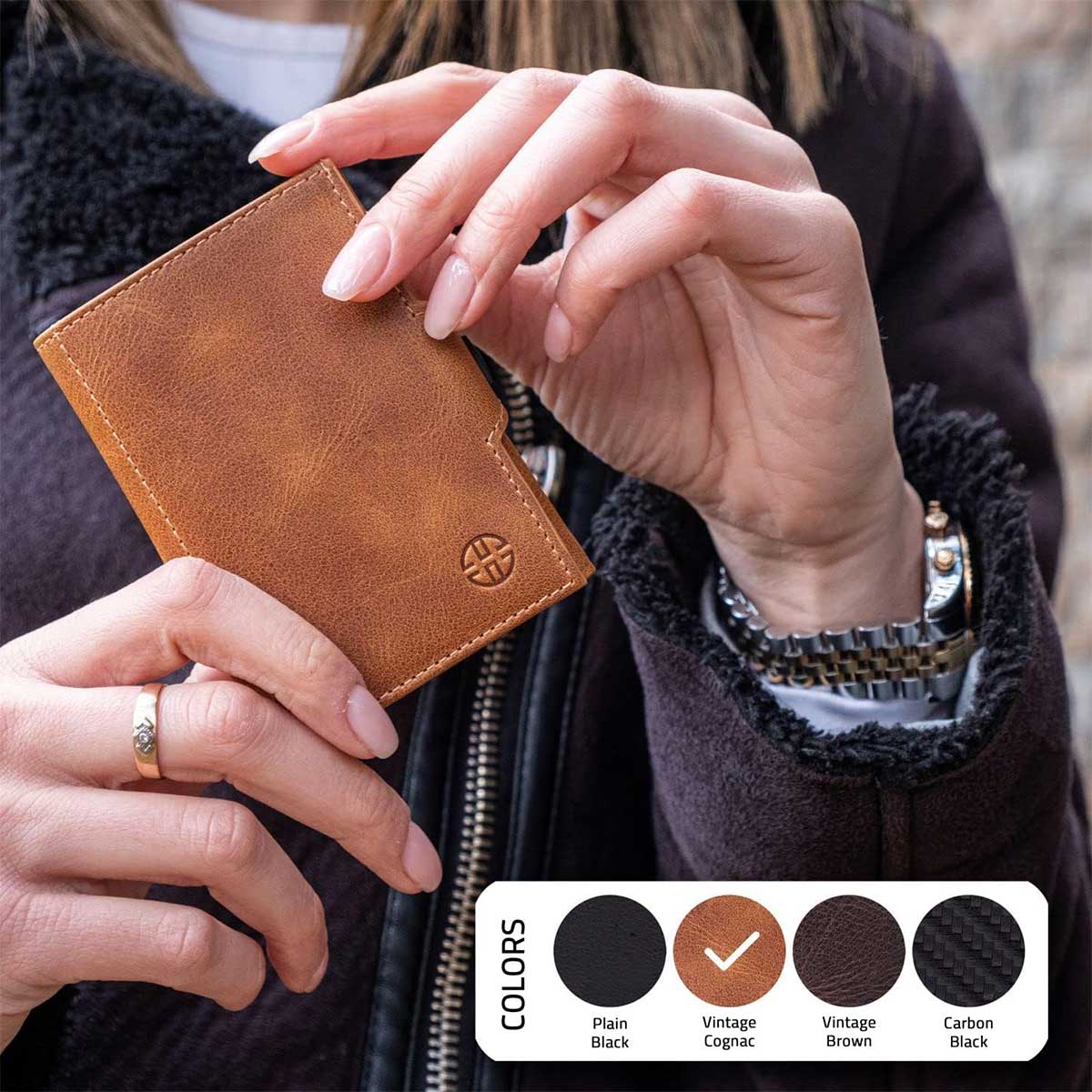 Portefeuille en cuir à trois volets Toscana