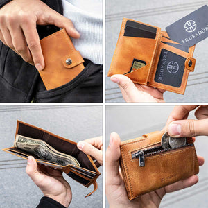 Leather Wallet With Coin Pocket