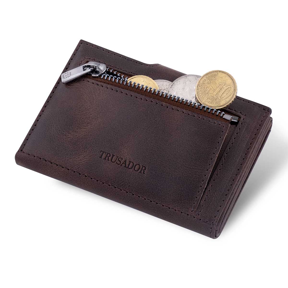 Leather Wallet Coin Pocket Brown