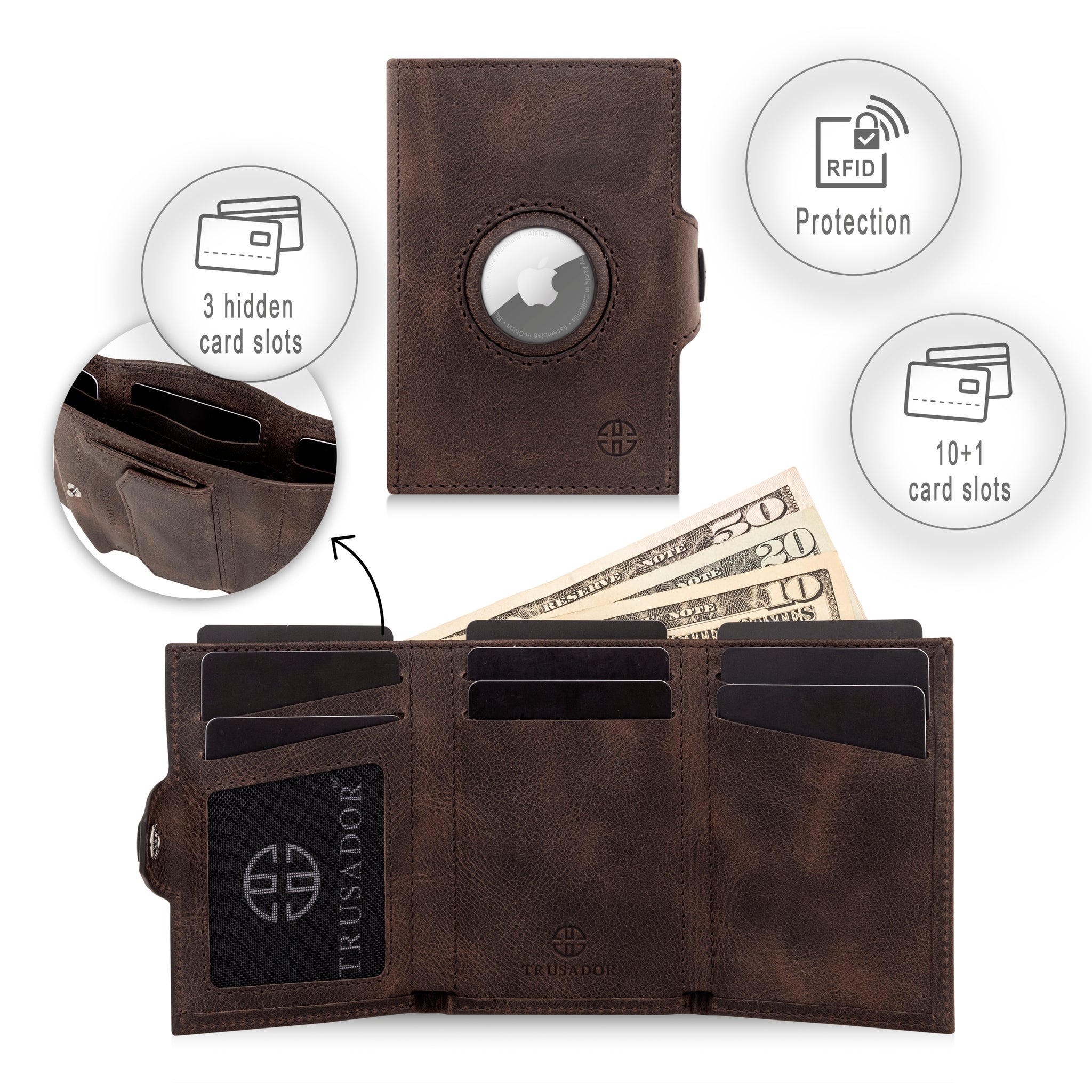 Toscana Leather Wallet - Airtag & Coin Holder