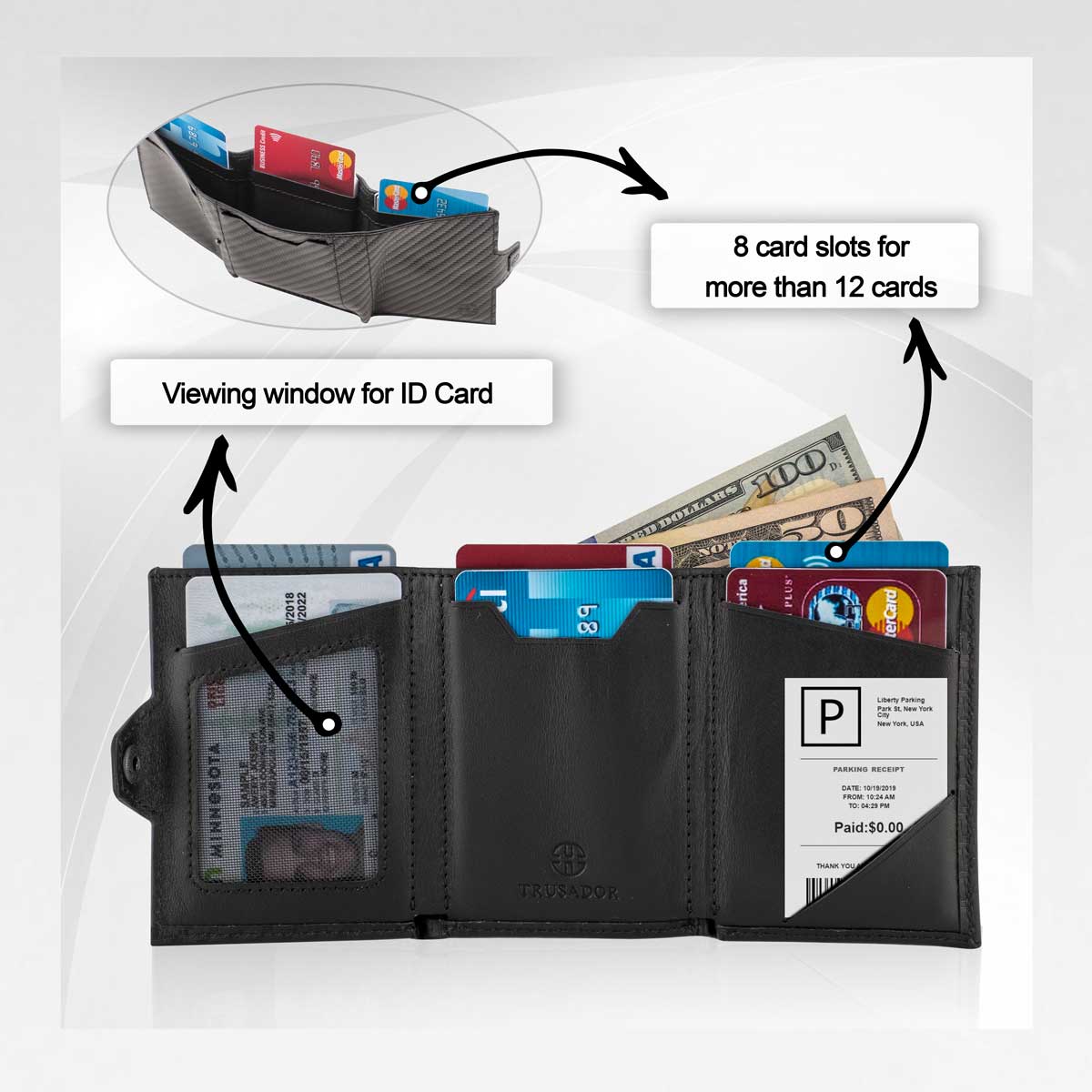 Verona Front Pocket Trifold Leather Wallet – Trusador