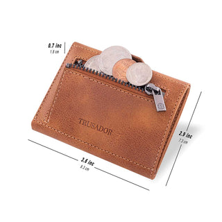 Cognac Leather Wallet Coin Pocket