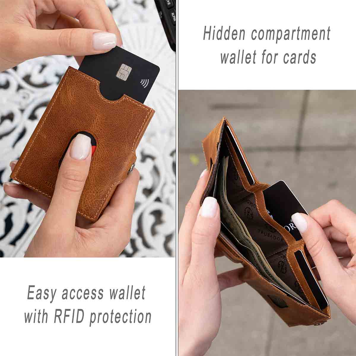 TRUSADOR Verona Leather Wallets for Men & Women Trifold Slim Front Pocket  Rfid Wallet (Carbon, Without Coin Pocket)