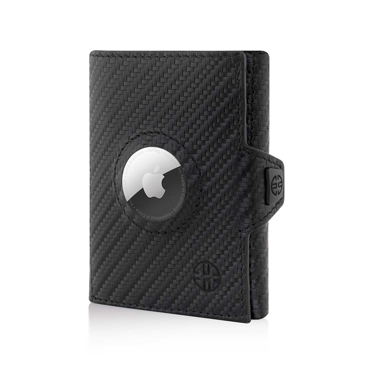 Air Tag Wallet Black Carbon Leather